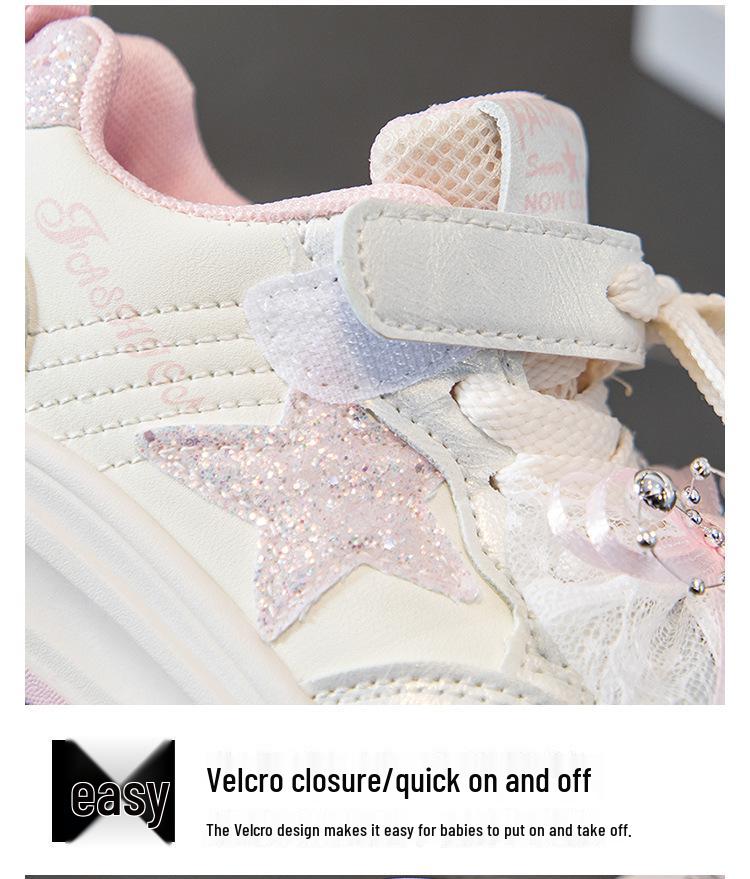 2026 Kids' Cartoon Board Shoes - Spring/Autumn, White Princess Sports Sneakers, Korean Style for Girls
