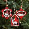 2pcs Red White Christmas Wooden Snowflakes Pendant Handmade Christmas Tree Ornaments  Party Favors