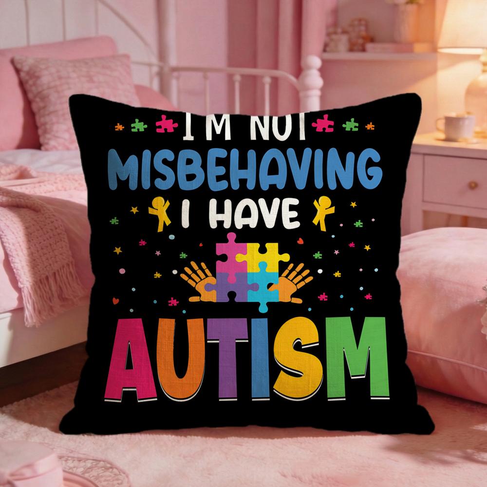 Autism Support Puzzle Cushion Cover Premium Comfort Reversible Pillow Cove Two In One Design For Any Room  Car Interior