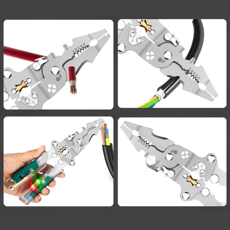 Easy To Use Folding Electrician Stripping Plier Cable Cutting Accurate Ethernet Cord Stripping for Household Maintenance