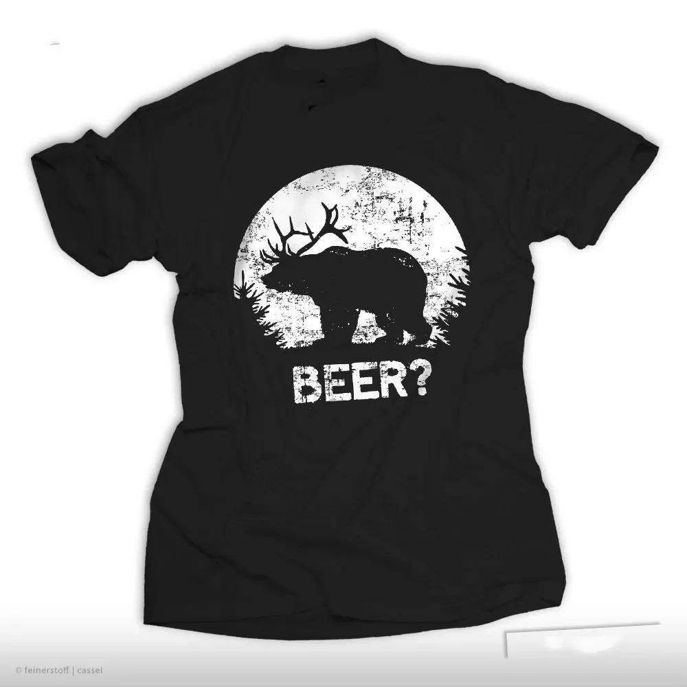 Novelty Bear Deer Beer Funny Drinking Party Hunter TShirt 100 Cotton ONeck Summer Short Sleeve Casual Mens Tshirt Size S3XL S
