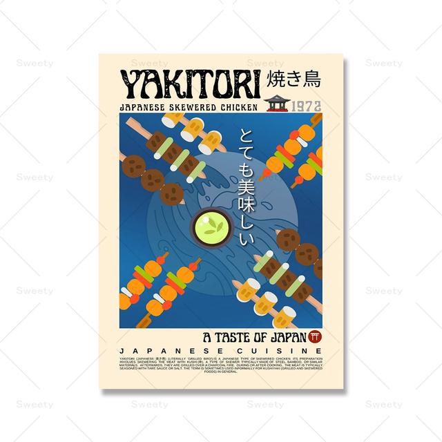 

Сукияки Удон Темпура Соба Якитори постер винтажный японский пищевой настенный художественный рисунок, современное азиатское украшение для кухни 21cm×30cm NoFrame