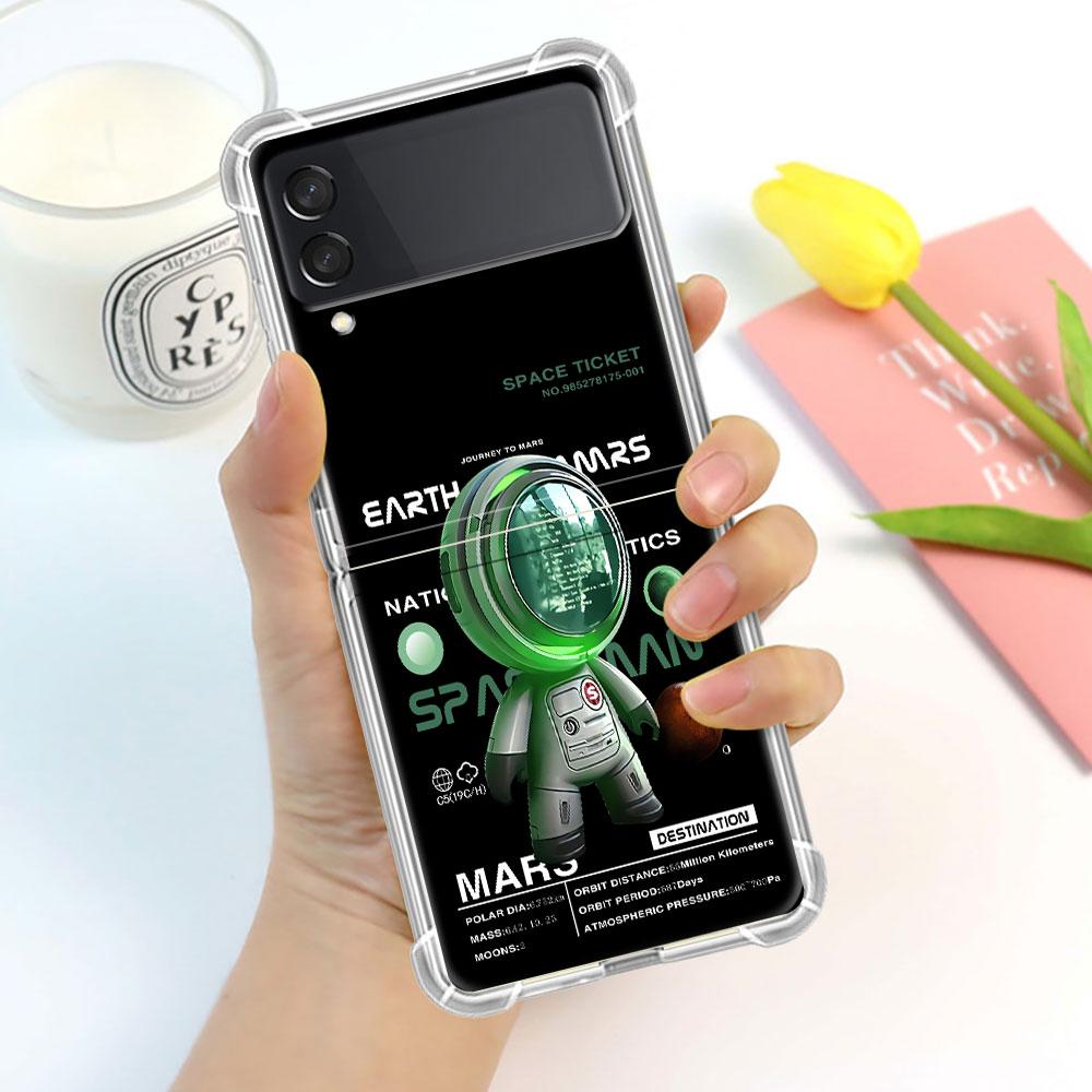 

Luxury Case For Samsung Galaxy Z Flip 3 4 5G Funda Z Flip3 Clear PC Hard Shockproof Back Phone Coque Shell Luxury Astronaut Samsung Z Flip 4