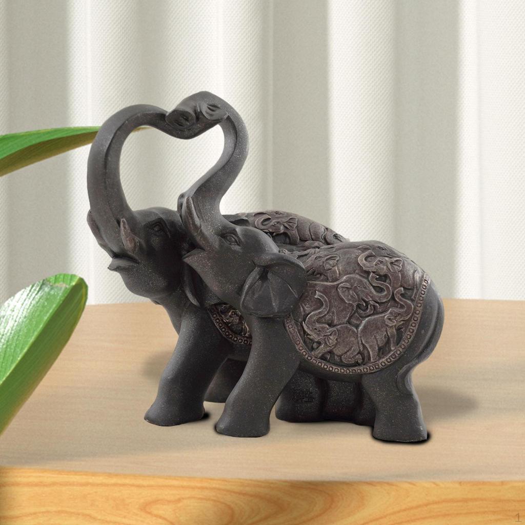 Couple Elephant Figurine for Desktop Decoration And Home Display