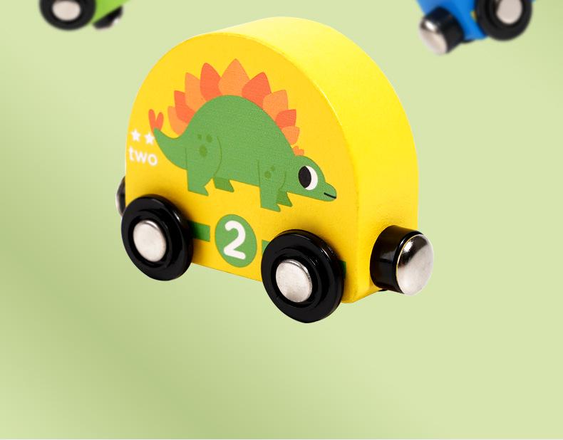 Wooden Dinosaur Magnetic Number Train Toy for Children