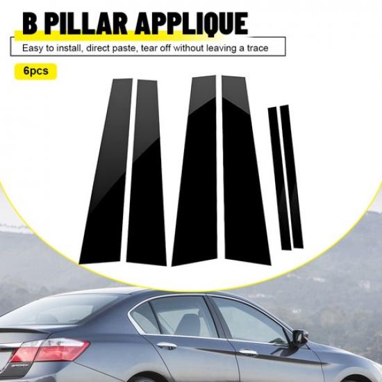 6PCS Black Pillar Chrome Posts Door Trim 2008-2012 Window For Honda Accord Sedan