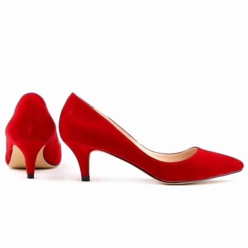 Women Pumps Spring Autumn 5cm Low High Heels Solid Color Breathable Pointed Toes Non Slip Sole Latex Insole Work Wedding Shoes