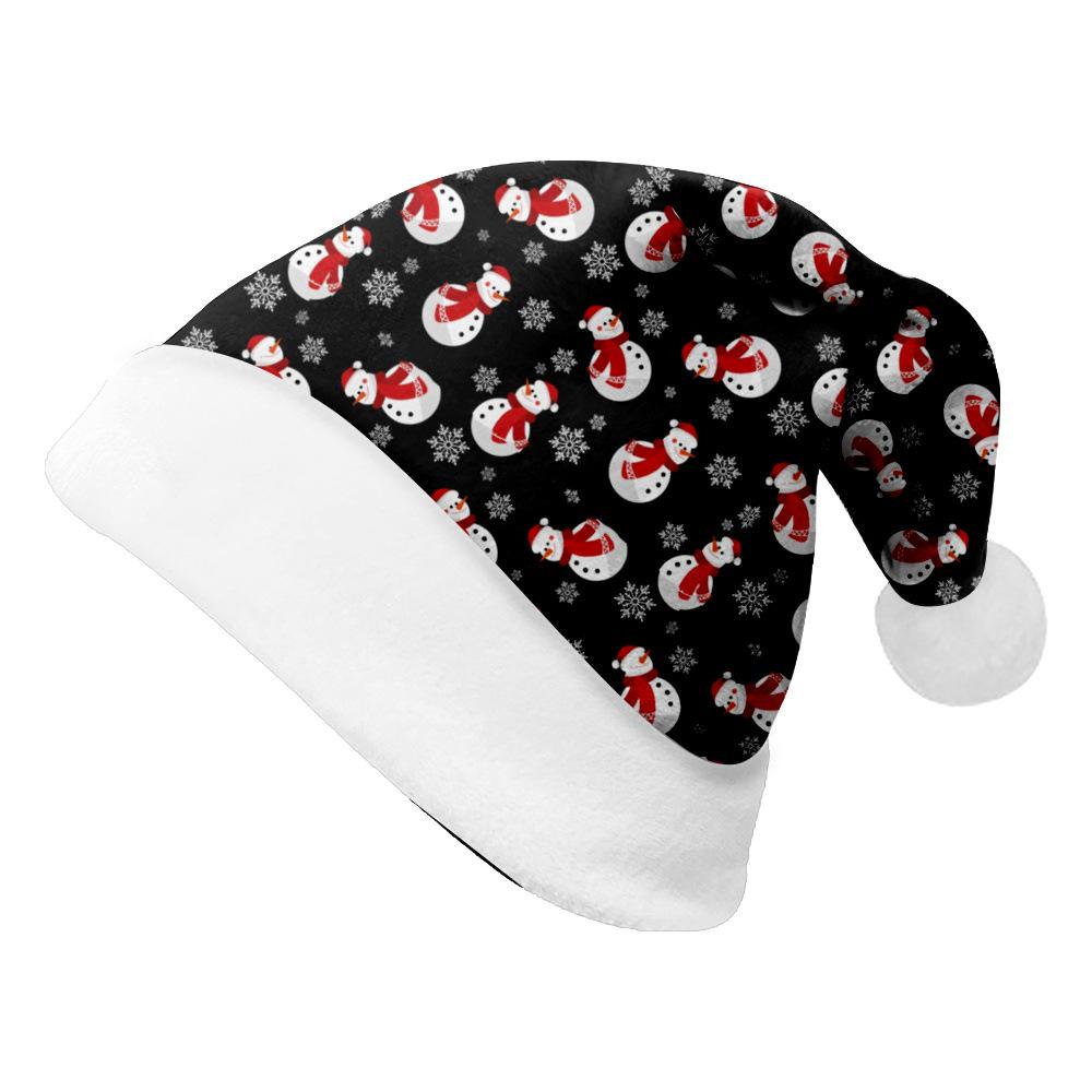 2024 Dwustronny Pluszowy Płatek Śniegu Bałwan Czapka Świąteczna Ornament
