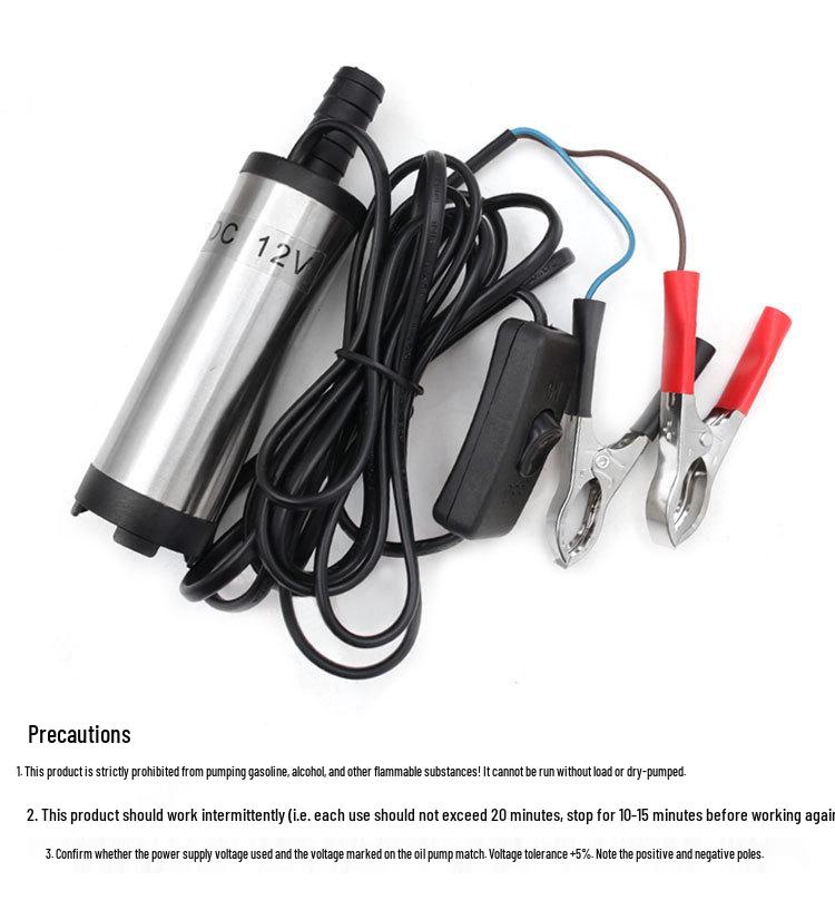 12V DC Submersible Oil Transfer Pump, 38mm Diesel Suction Pump, Portable Clip-Type Water Pump
