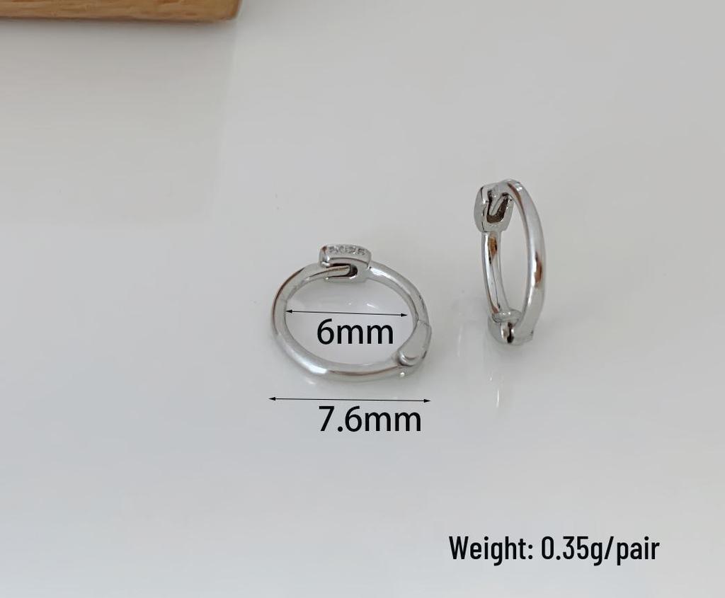 Korean S925 Sterling Silver Simple Hoop Ear Studs - Smooth K Gold-Plated Cartilage Rings
