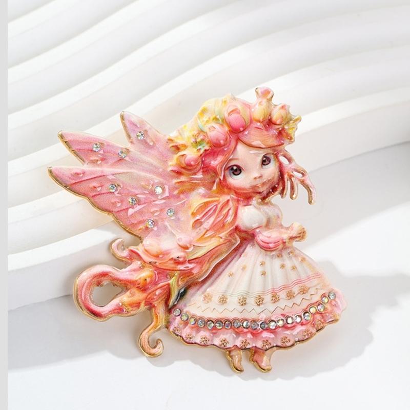 Flower Elf Brooch Zinc Alloy Lightweight Lapel Pin For Comfortable Wear Ideal Parties Weddings Daily Fashion Accessory