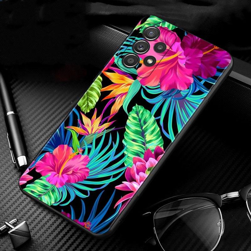 Vintage Banana Leaf Flower Case For Samsung Galaxy A51 A71 A01 A11 A21 A21s A31 A41 A72 A52 A42 A32 A22 A12 A02 A02s F42 Shell
