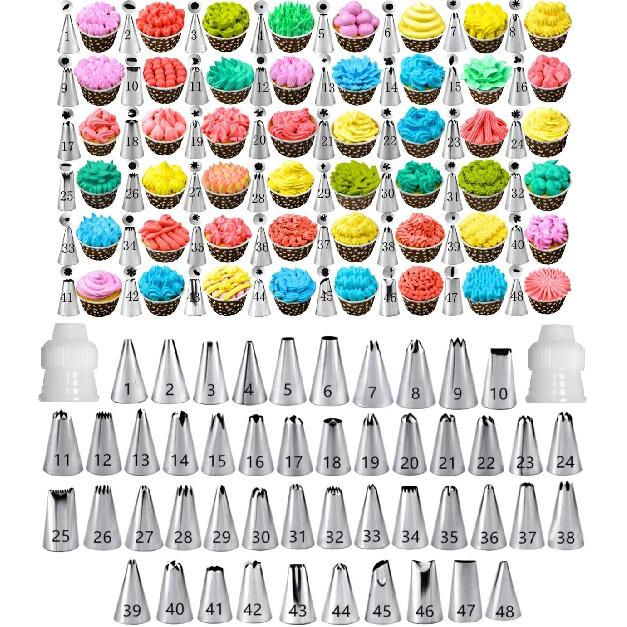 Cake Decorating Tips and Icing Piping Tips Coupler With 48pcs Piping Tips tructions