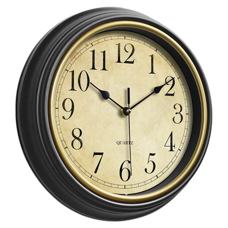 Wall Clock 12-inch Large Retro Wall Clocks Non Ticking Classical Quiet Clocks Living Room Kitchen Bedroom Office Decor A0KF