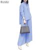 Women Long Sleeve Blouse and Pants Casual Plaid Print Two Piece Suit Sets