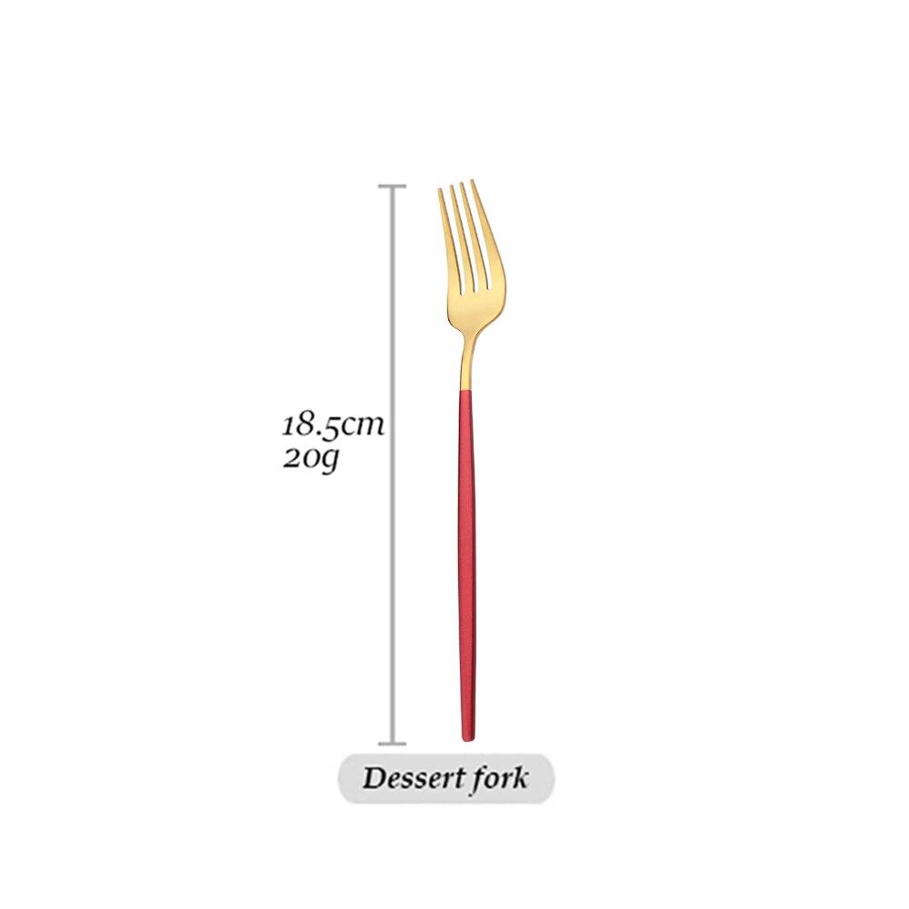 1pcs Dinnerware Mirror Stainless Steel Cutlery Set Red Gold Flatware Set Dessert Knife Spoons Forks Silverware Kitchen Tableware Set