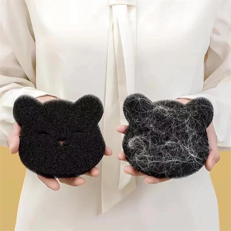 1pcs Of Household Pet Hair Remover, Machine Washed Bear Sticky Sponge, Reusable, Suitable For Washing Machine, Dryer, Black