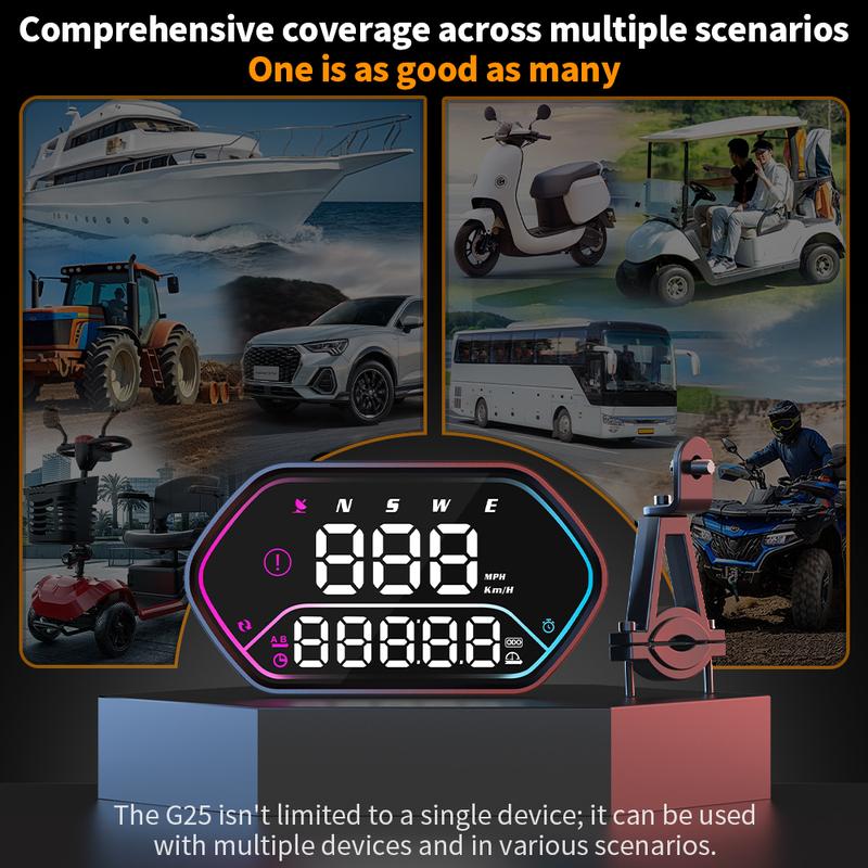 NEWEST Motorcycle OBD2 Head Up Display G25 Vehicle Speed, Clock, and Travel Time Display Outdoor Car Motorcycle Riding Equipment