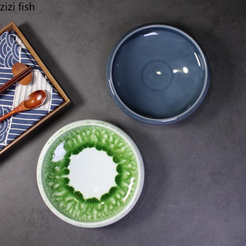 Circular Ceramic Thickened Dining Plate Sashimi Plate Fruit Plates Salad Bowl Soup Plates Dim Sum Dish Dessert Bowl Snack Bowls
