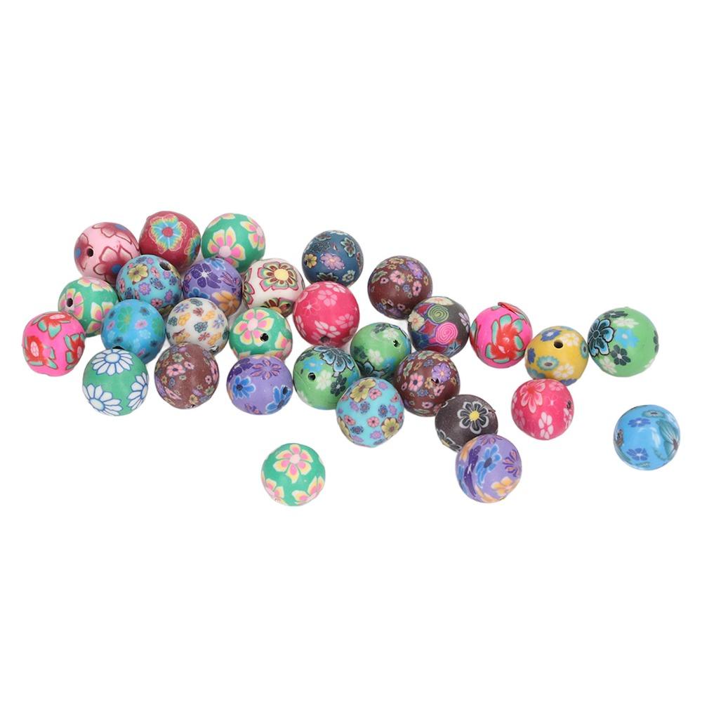 200pcs Handmade Clay Round Beads 0.31 Inch Spacer Beads Polymer Clay Beads For Jewelry Making