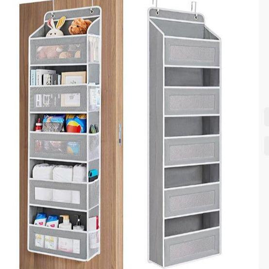 

Over The Door Organizer Storage-5-Tier Hanging Organizer with 10 Large Pockets, Anti-Tilt Design, 44 lb Capacity for Bedroom, Bathroom серый