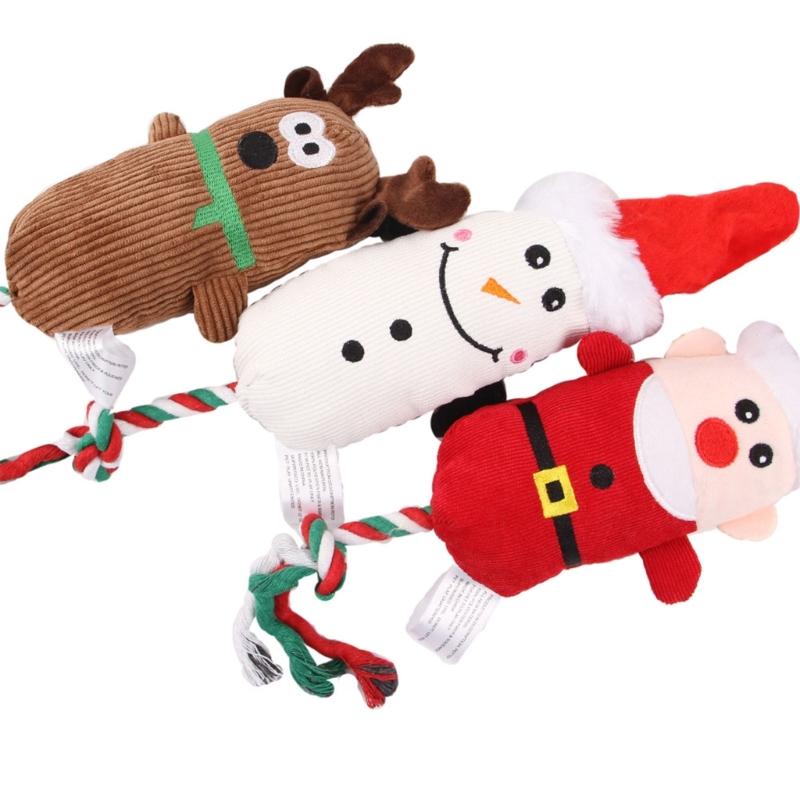 Squeaky Dog Toy For Large Dog Durable Stuffed Dog Toy Plush Dog Toy For Aggressive Chewers Cute Christmas Plush Chew Toy