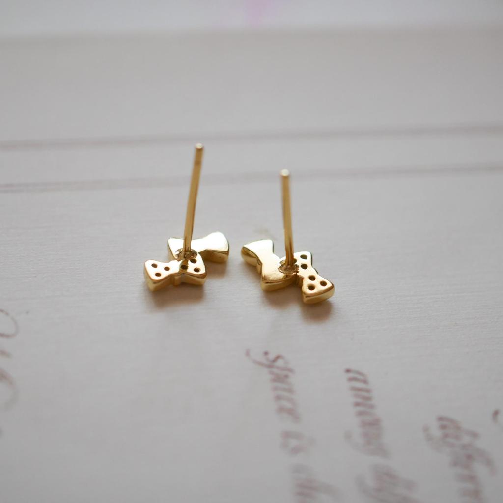 Mini Bow S925 Sterling Silver Zircon Stud Earrings