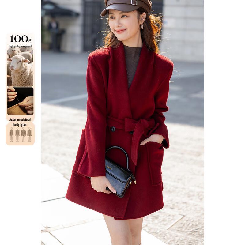 

Mocana Women s Belted Double-Faced Wool Coat L