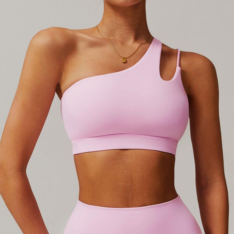 A- l-o Same Oblique One-Shoulder Beauty Back Yoga Bra Nude Feel Sports Intimates Asymmetrical Shoulder Strap Fitness Vest