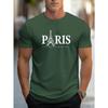 Men's PARIS Letter Pattern Print Cotton T-shirt Summer Loose Sizecasual Comfortable Round Neck Short Sleeved T-shirt Top
