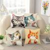 4Pcs Funny Grumpy Cat Throw Pillow Covers Cartoon Cat Double-Sided Printed Cushion Cases Cat Lover Decor For Bedroom Living Room