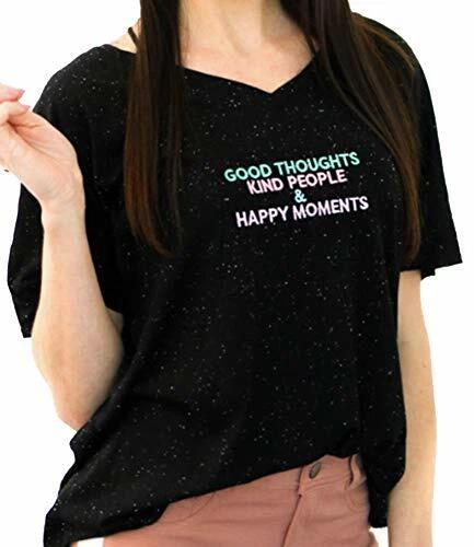 

Things She Loves Good Thoughts Short Sleeve Tee Shirt Black Speckle L