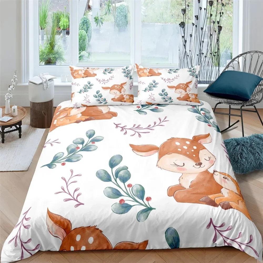 Nordische Bettdecke Bettbezug King Queen Cartoon Tier Bettwäscheset Doppel Einzel Voll Queen King Erwachsene Kinder Bettwäsche Steppdeckenbezug