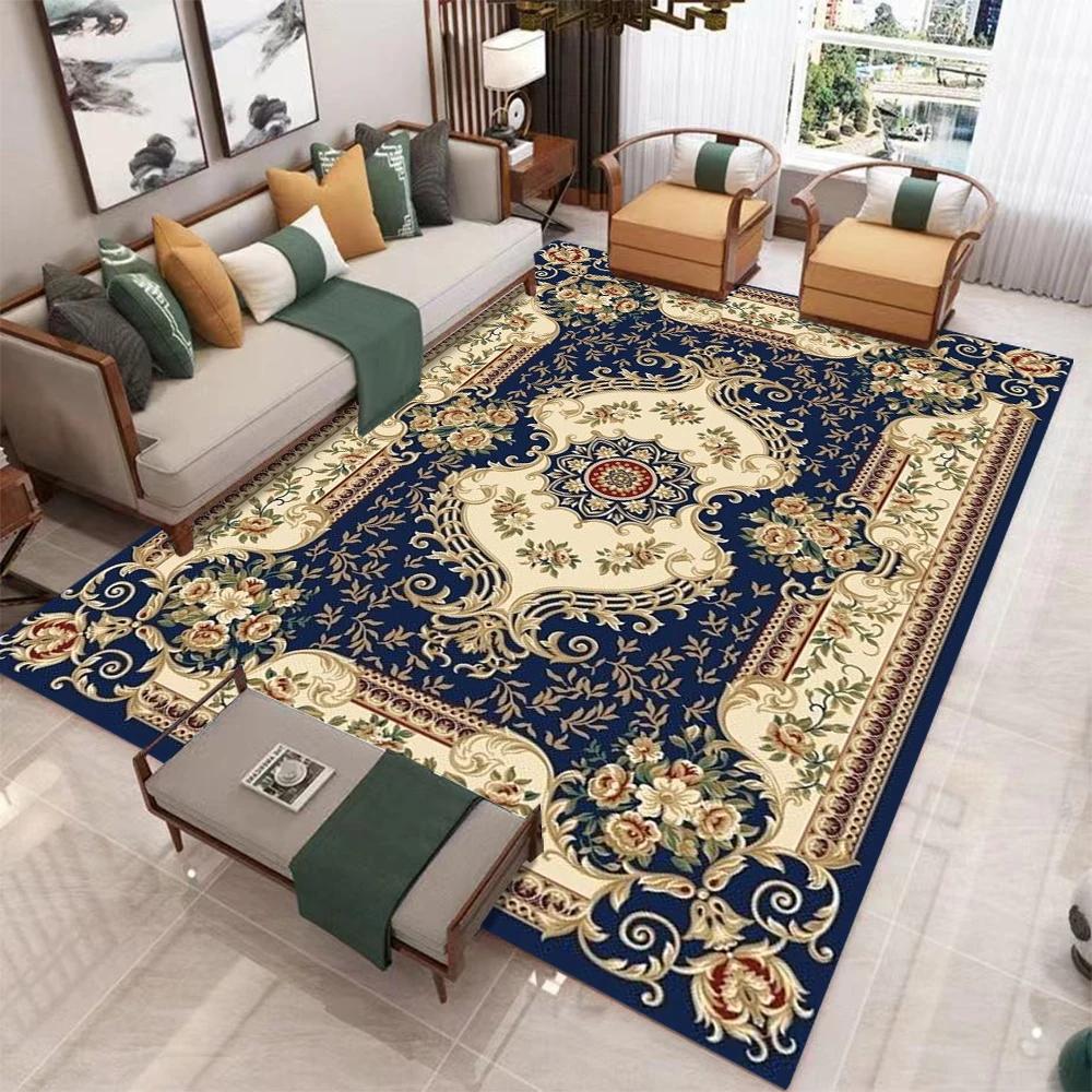 Luxury Blue Turkish Boho-style Carpetcarpet for Living Room Decor Bedroom Soft Floor Mat Balcony Lounge Rugs Kitchen Nonslip Mat