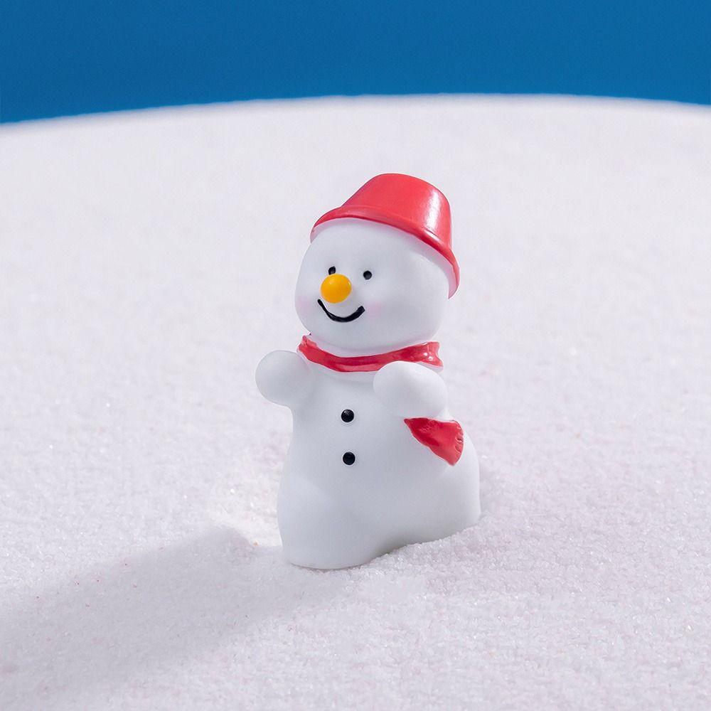 Christmas Cartoon Snow Man Doll White Miniature Snowman Statue Creative Desktop Knick-Knack