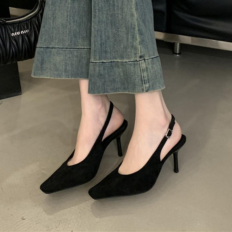Fashion Bailamos 2025 Autumn Women Sandal Fashion Round Toe Shallow Slip On Ladies Elegant Pumps Shoes Thin High Heel Slingback Shoes