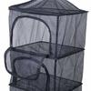 Foldable 4-Tier Hanging Drying Rack Net for Quick-Drying Dishes, Plants, Clothes, BBQs, Camping, and More, Polyester and Steel with Storage Case