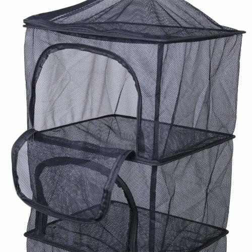 Foldable 4-Tier Hanging Drying Rack Net for Quick-Drying Dishes, Plants, Clothes, BBQs, Camping, and More, Polyester and Steel with Storage Case