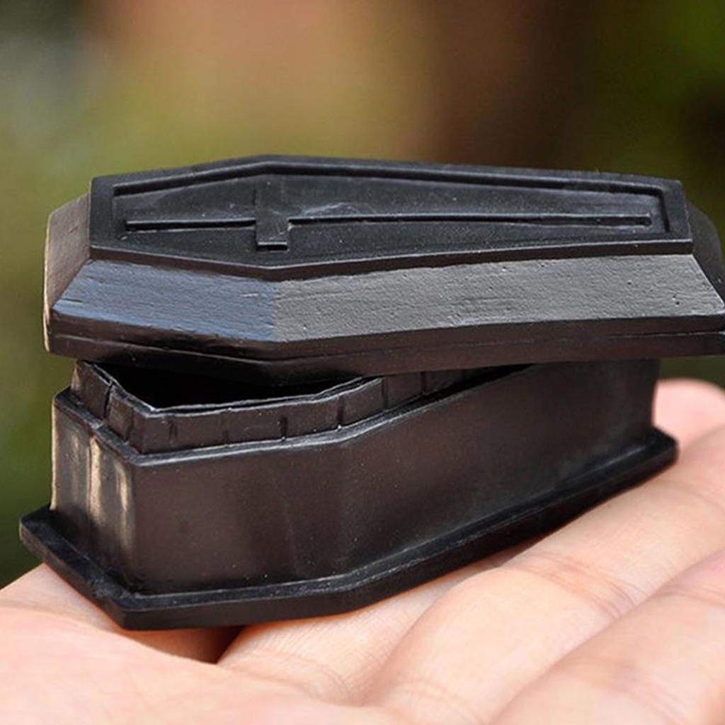 6pcs Mini Black Coffin Box Halloween Decorations for Cross Lid Coffin Box Tricky Prop Party Decor for Haunted House Orna