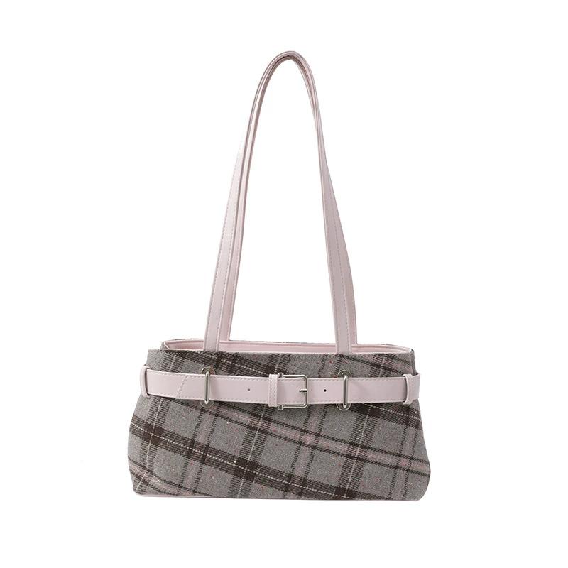 

Retro Plaid Women s Shoulder Bag 2026 New Fashionable Textured Tote Bag Versatile for Work and Commuting Handbags for Women