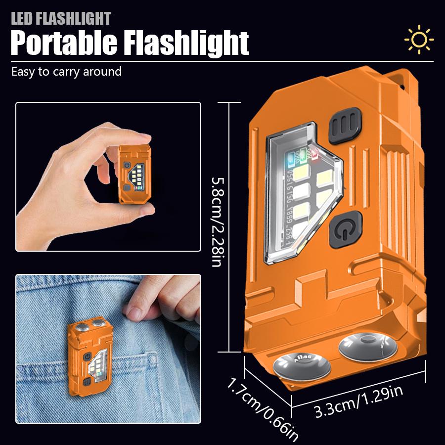 Portable Keychain Flashlight Led Rechargeable EDC Torch with Magnetic Cap Clip Lamp Flash Light Outdoor Camping Fishing Tool