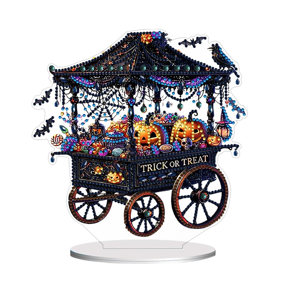 PET Halloween Theme Diamond Painting Tabletop Ornaments Kit 5D DIY Diamond Art Tabletop Decorations Office Decor
