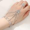 Bracciale di Strass con Anello da Dito Fiocco Corona Maglia Polso Semplice Catena Bracciali Charm da Donna Gioielli Trendy da Donna
