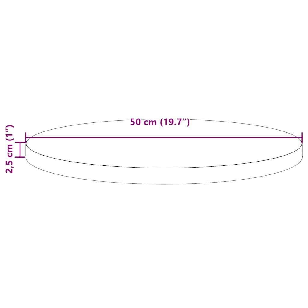 Round Table Top Ø50x2.5 cm Solid Pine Wood