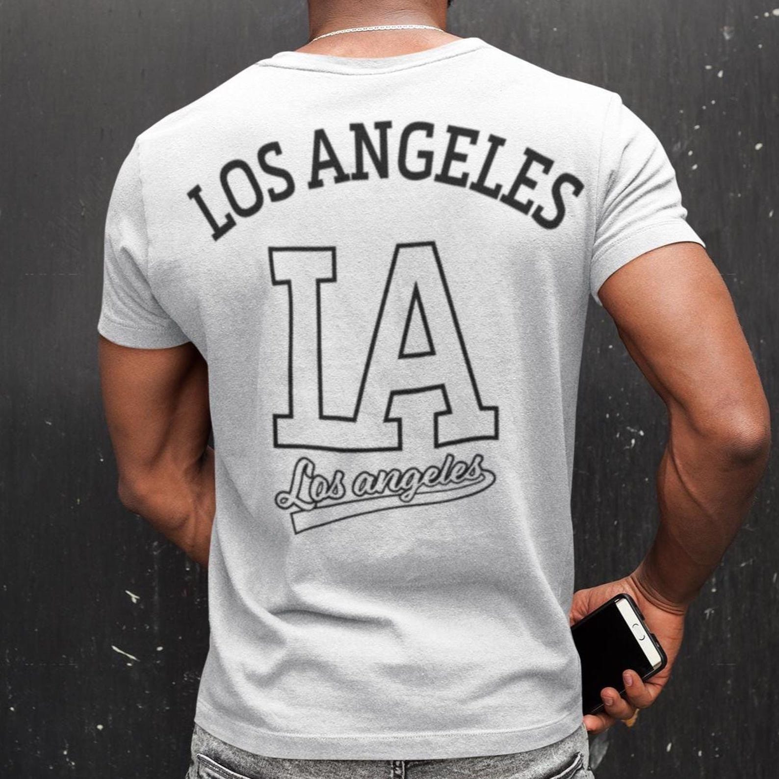 White Los Angeles T-Shirt | LA Hip-Hop Streetwear Graphic Tee | West Coast Rap Urban Fashion S