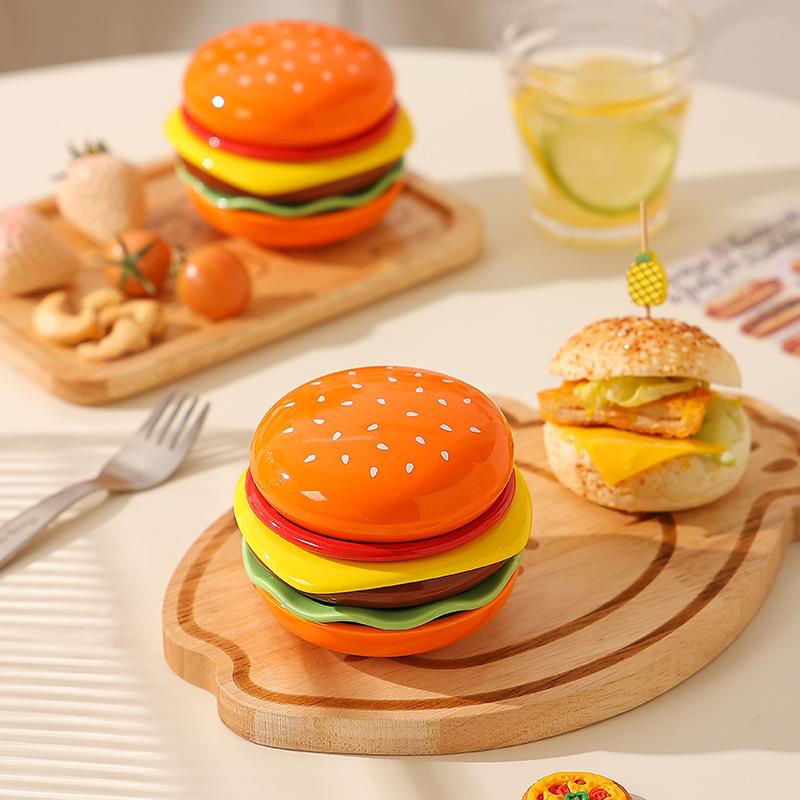 Stackable Hamburger Plate Set Burger 6 Layers Mini Dinner Plate High Value Bone Spit Plate Funny Sauce Containers Table Decor