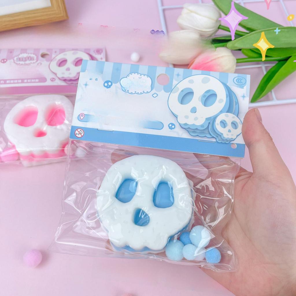 Taba Squishy kawaii Hexoween Gift  Funny Cartoon Skull Three Layers Thick Biscuit Fidgeting Kids Toys Adult Funny Holiday Gifts