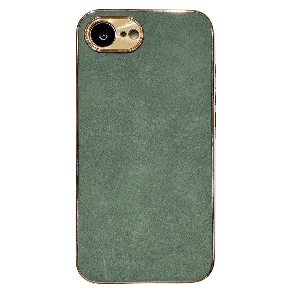 

For iPhone 16e Phone Case Shockproof Leather+TPU Electroplating Cover Green