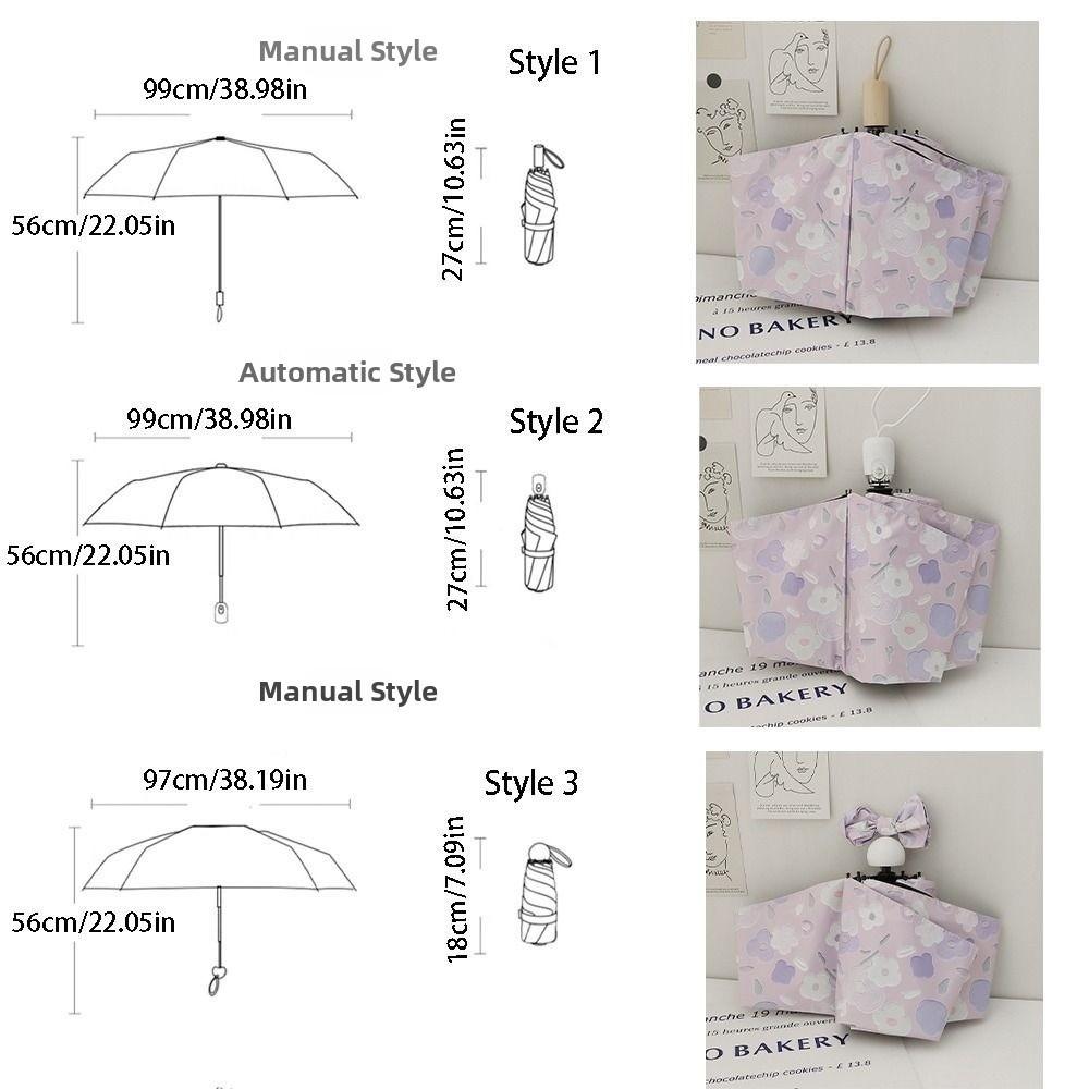 Purple Floral UV Protection Umbrella Vinyl Floral Umbrella Rain Umbrella for Girls Women