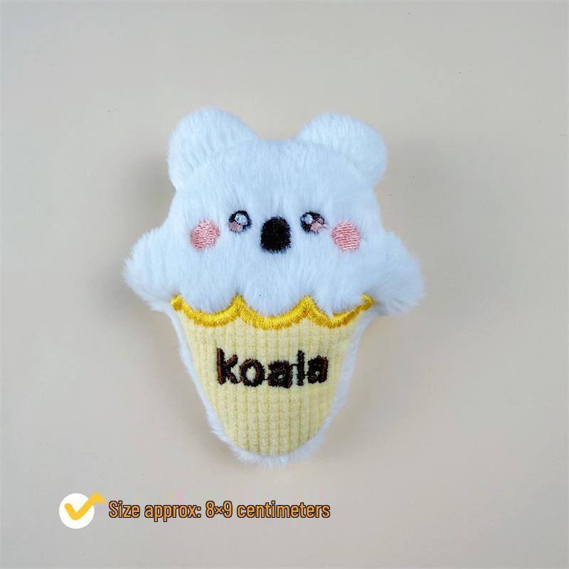 

Cartoon Plush Ice Cream Cone Pendant - Bag Charm & Accessory for Clothing, Hats, and Gifts. Back Opening [Auxiliary Material]